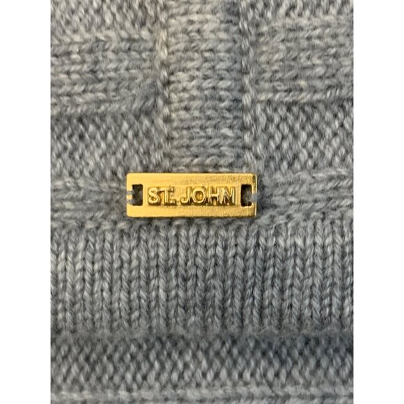 St John Cashmere Gray Rib Open-Front Cardigan Sweater Pockets Size S/M P 7463 - Picture 5 of 8